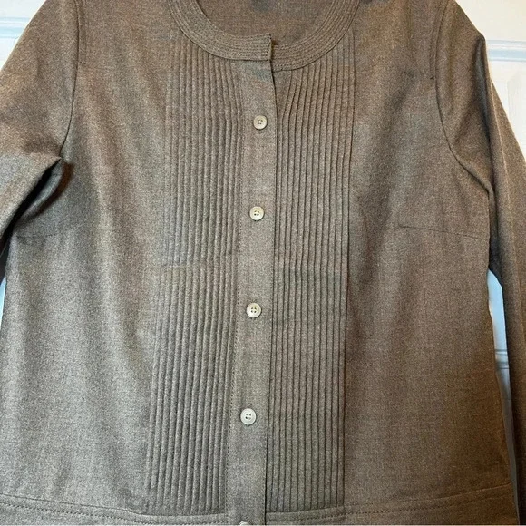 J. Crew Pin Tucked Dropped Waist Long Sleeve Dress 100% Wool Olive Brown Size 4 - Picture 5 of 5